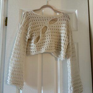 Creme Crochet Long sleeve top size medium